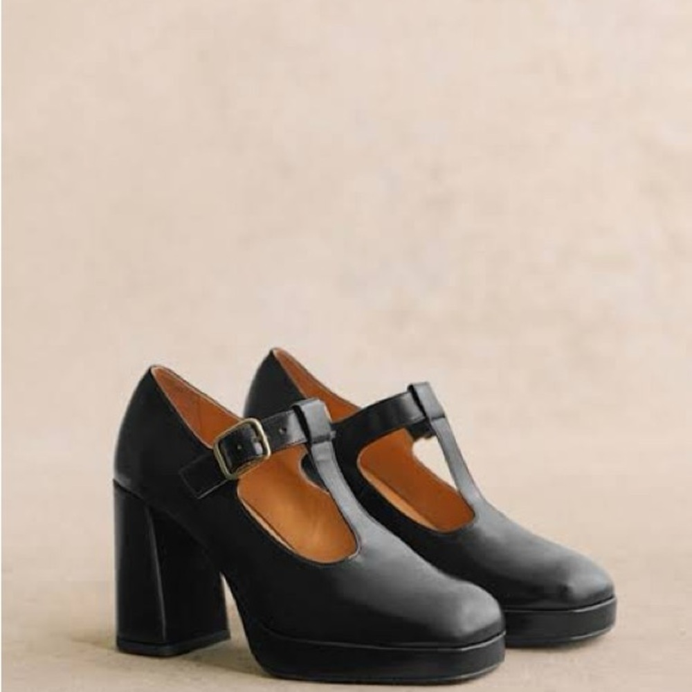 Elegant Monique High Babies Black T-Strap Heels Size 37EU/ 6.5US